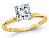1.80 Carat (ctw 2.00 Ct. look color D-E-F) Cushion-Cut Synthetic Moissanite Solitaire Engagement Ring 14K Yellow Gold